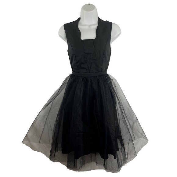 Modcloth Black Balletcore Dress w/ Tulle Overlay Women's Size S - Picture 1 of 14